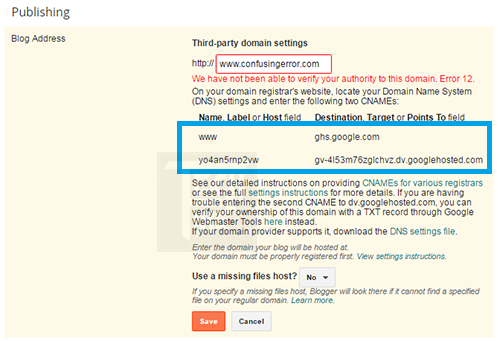 how to setup custom domain in blogger